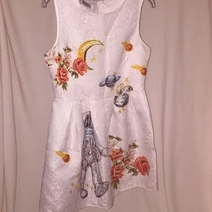 White dress with space/floral accents